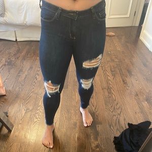 Just Black brand jeans - dark ripped with fraying